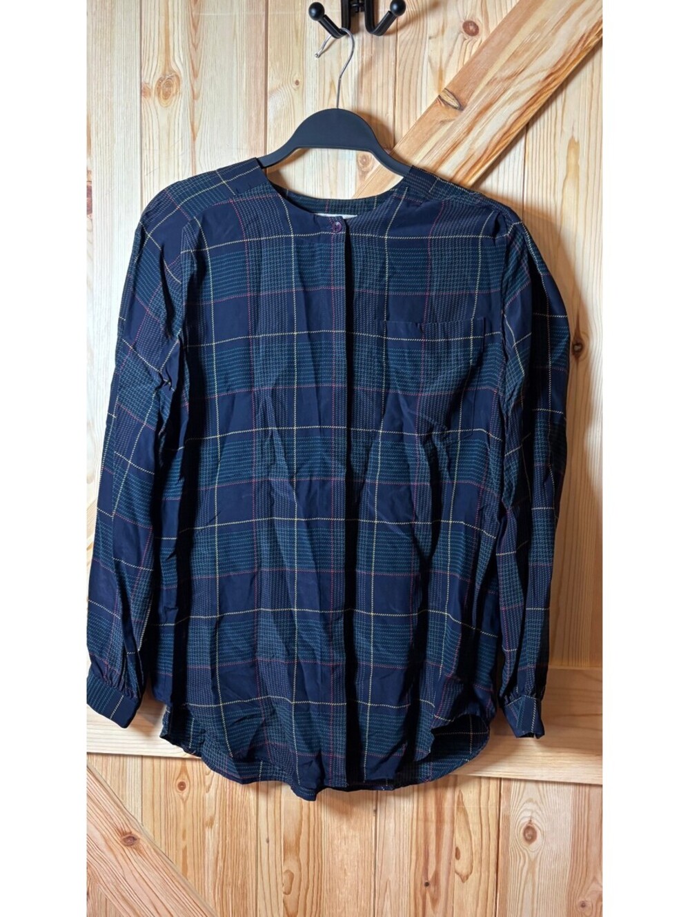 Argenti 100% Silk Plaid Blouse Size 8